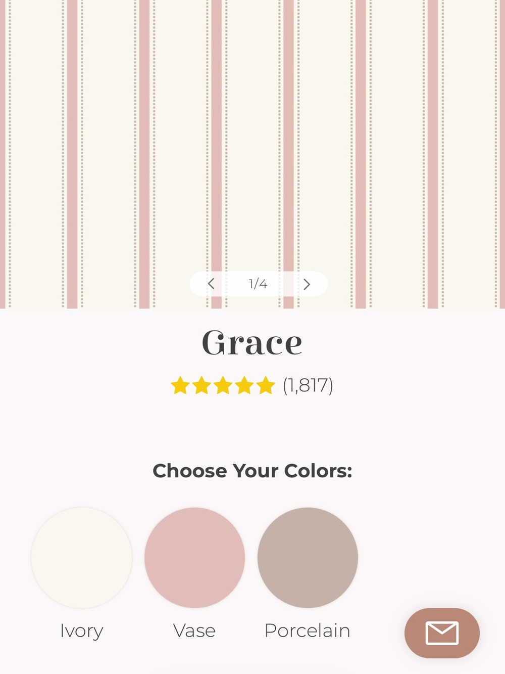 Peel & Stick Wallpaper: Grace Ticking Stripe 7.5’ W x 10’ (75sqft)